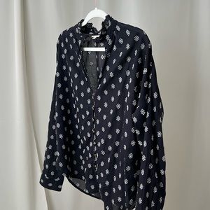 Anthropologie Black Ruffle Shirt
